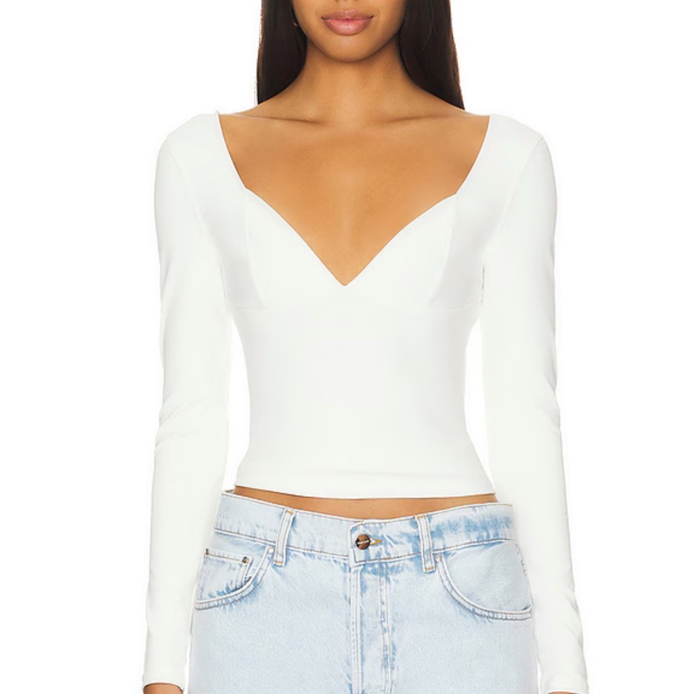 Free People x Intimately FP Duo Corset Long Sleeve Cami In Ivory NWT